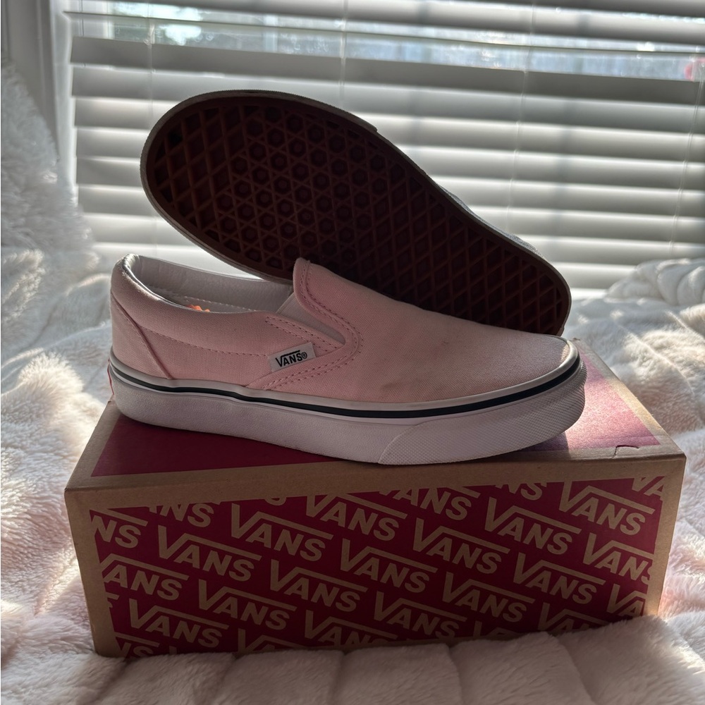 pink slip-on VANS